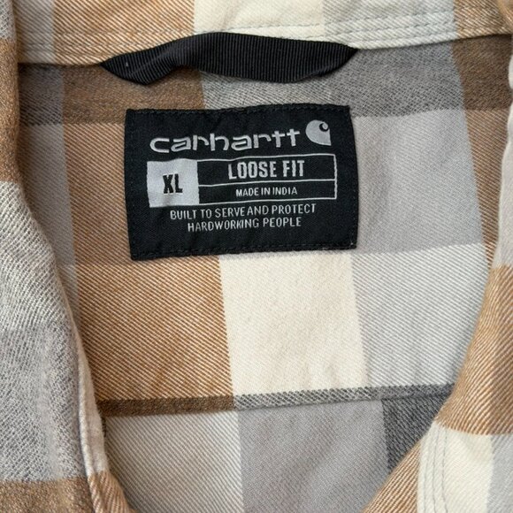 Carhartt Men XL 105078 Shacket Heavyweight Flannel Plaid Work Classic Relaxed - Picture 3 of 6
